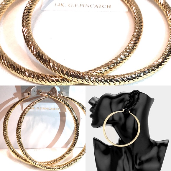 Oversize 14K Gold Filled Statement Hoop Earrings - Picture 3 of 6